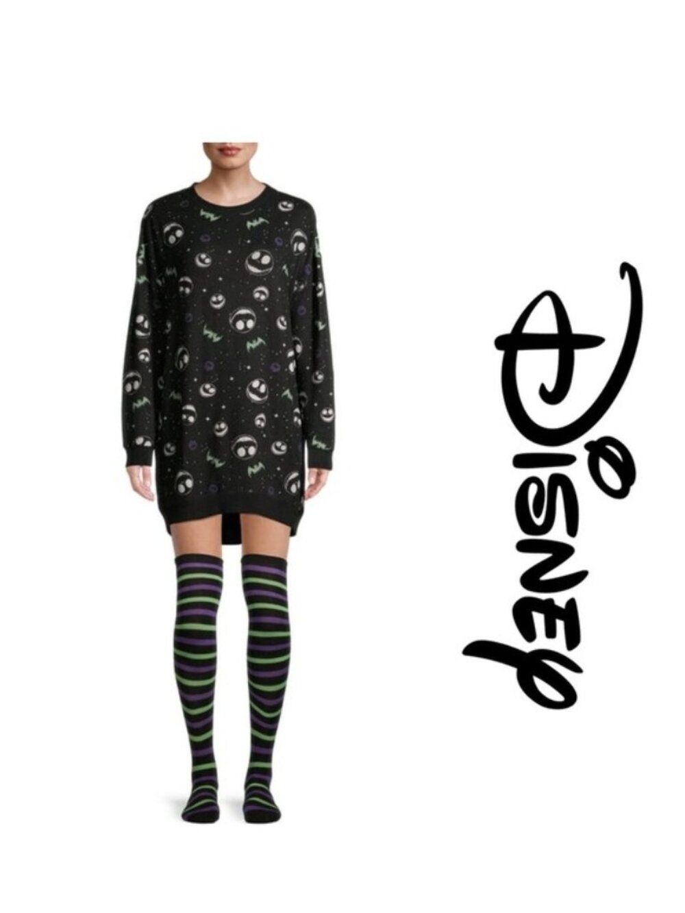Disney | Black Jack Skellington Print High Low Sleep Shirt | Size Extra Small